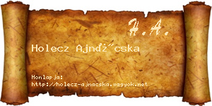 Holecz Ajnácska névjegykártya